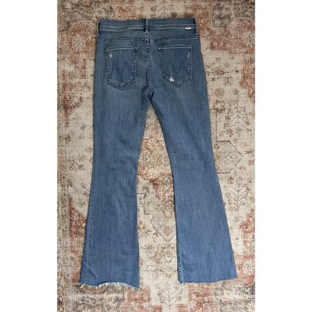 Mother The Weekender Fray Graffiti Girl Flare Jeans Distressed Stretch Size 30 - Picture 11 of 12